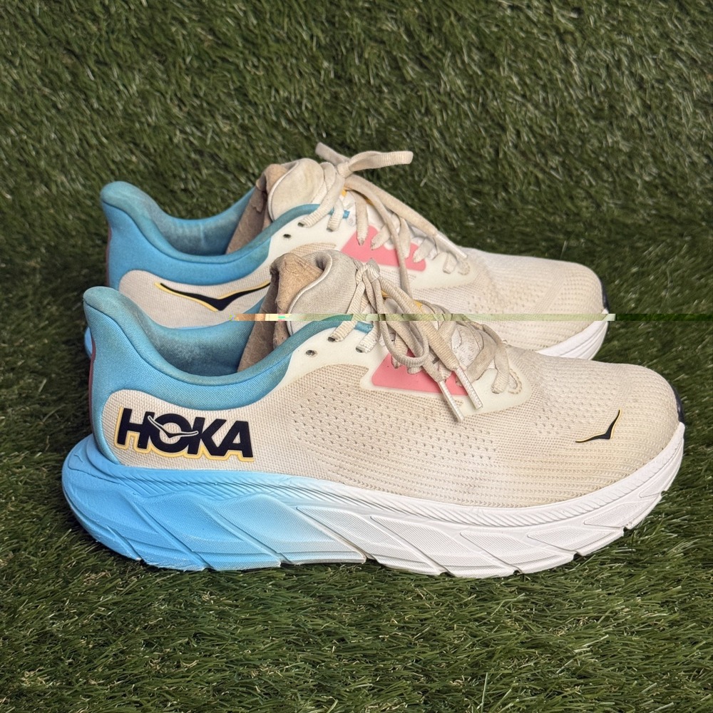 Hoka Arahi 7 Womens Size 8.5 D White Blue Stability Running Shoes 1147890BSW